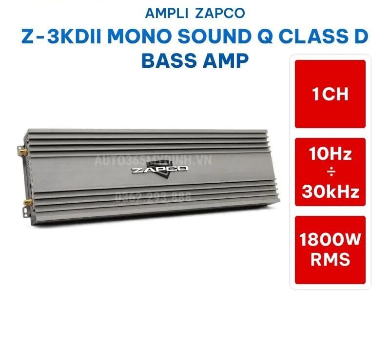 Ampli ZAPCO Z-3KD II Mono Sound Q Class D Bass Amp