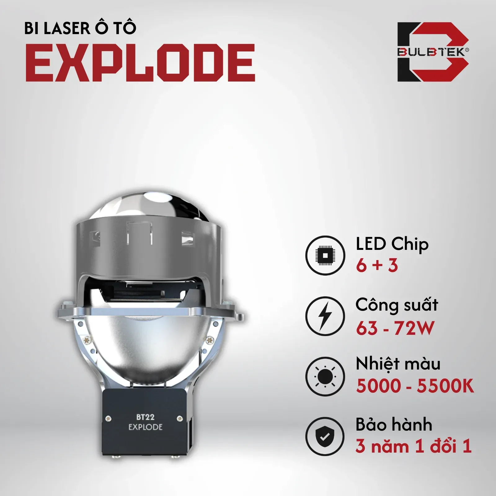 ĐÈN BI LASER Ô TÔ EXPLODE BULBTEK