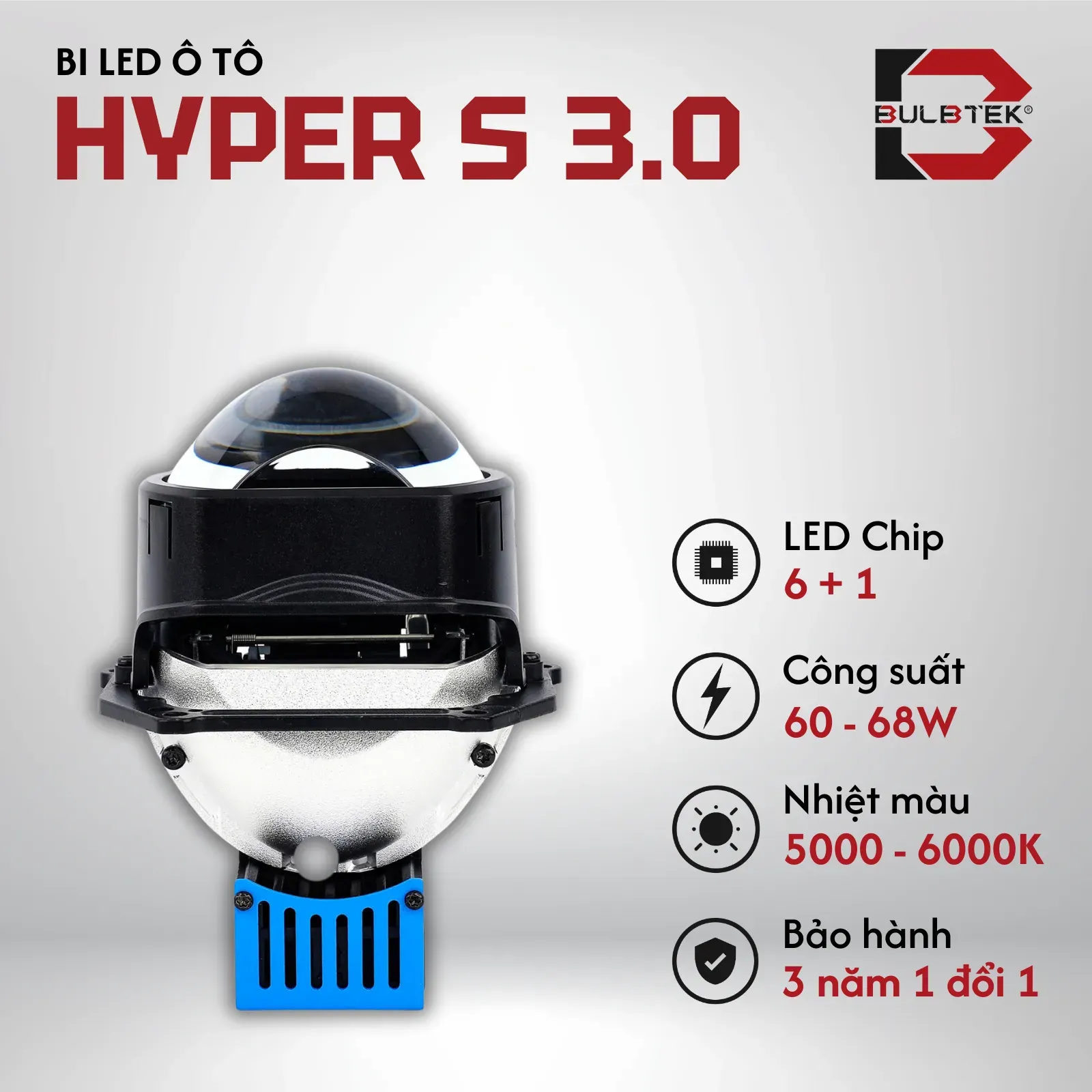 BI LED Ô TÔ HYPER S 3.0 SQUARE BULBTEK