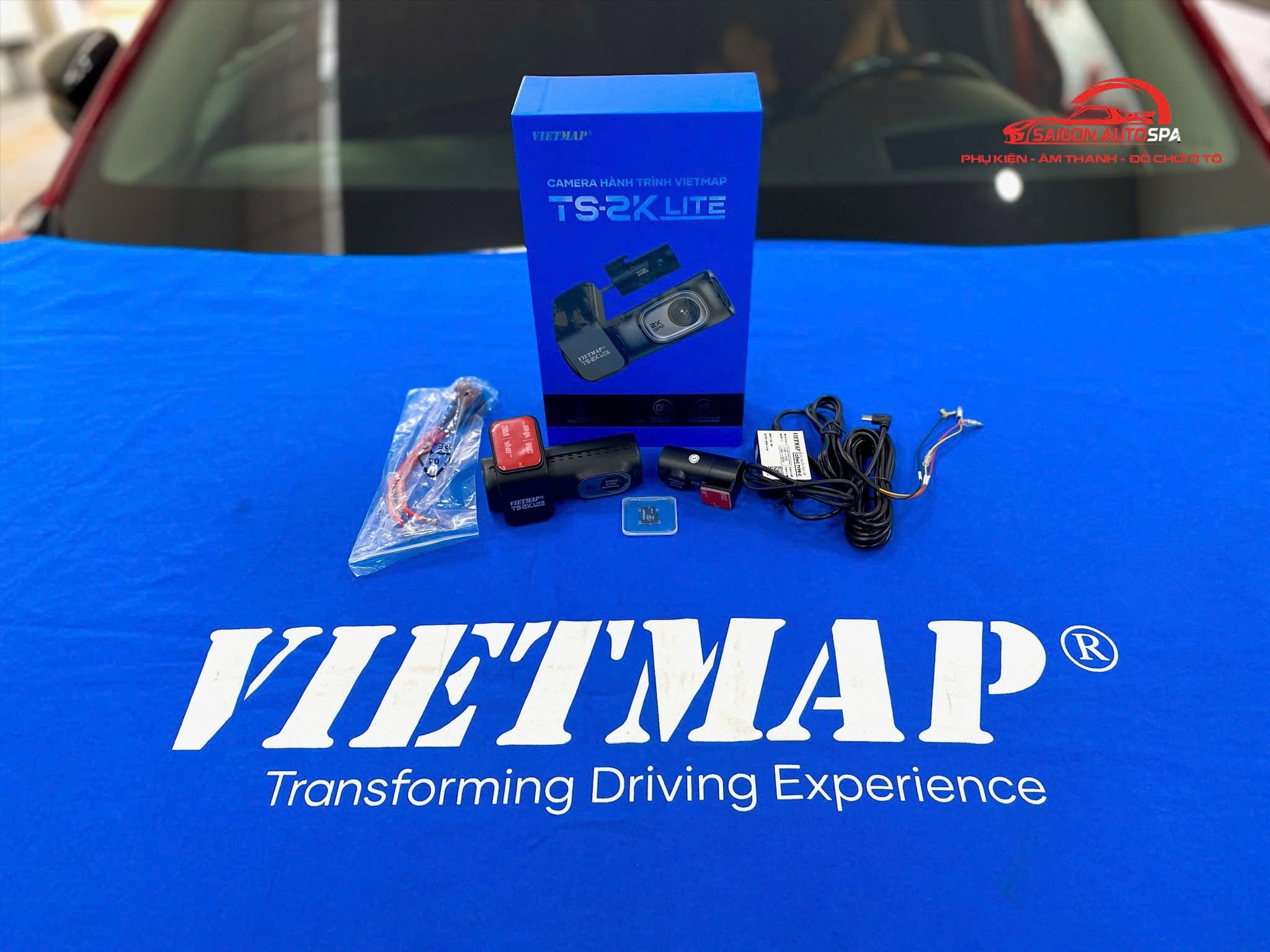 Camera hành trình VietMap TS-2K Lite chính hãng lắp đặt tại Saigon Auto Spa Pleiku Gia Lai, ghi hình sắc nét trước sau, hỗ trợ giám sát hành trình an toàn.